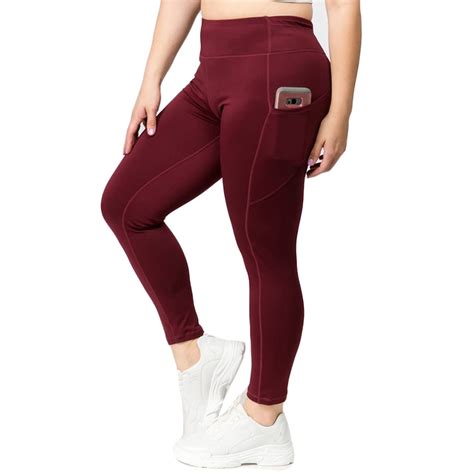 women s stretchy high waist tech pocket workout leggings plus size