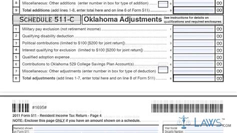 Form 511 Oklahoma Resident Income Tax Return And Sales Tax Relief
