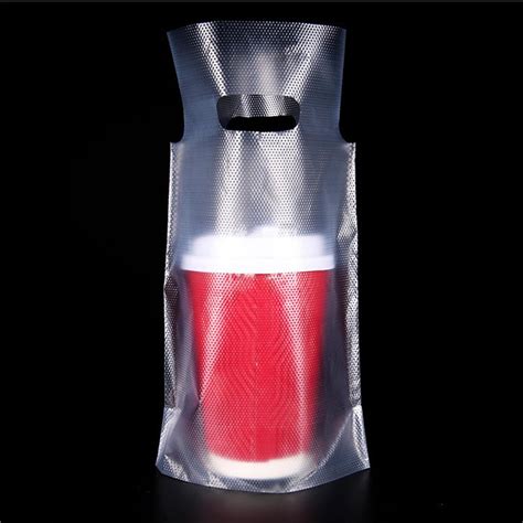 100pcs Plastic Clear Single Cup Beverage Take Out Packaging Bags Coffee