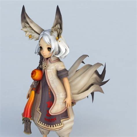 Gaming Character Cute Fox Girl 3d Model Max 123free3dmodels