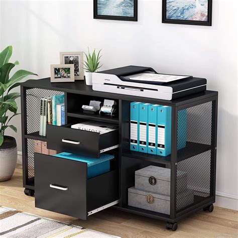 2 Drawers Lateral File Cabinets Large Mobile Filing Cabinet Printer