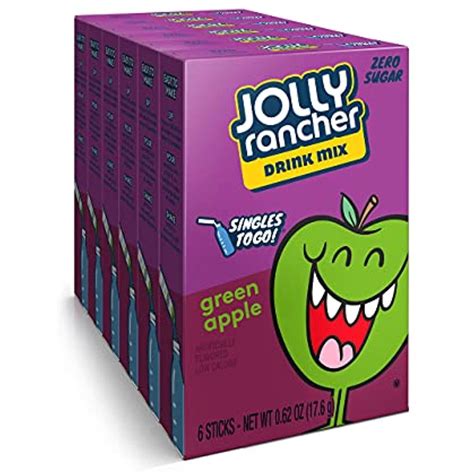 Jolly Rancher Singles To Go Sugar Free Green Apple Drink Mix 6 Ct