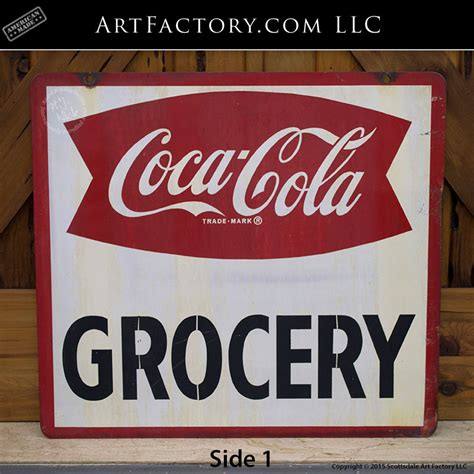 Coca Cola Grocery Store Sign With Vintage Fishtail Logo