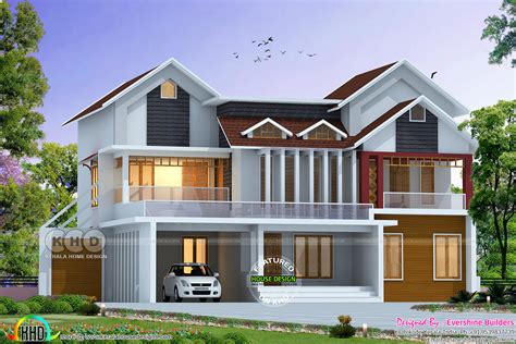 Awesome Mixed Roof 2800 Sq Ft Home Kerala Home Design And Floor Plans