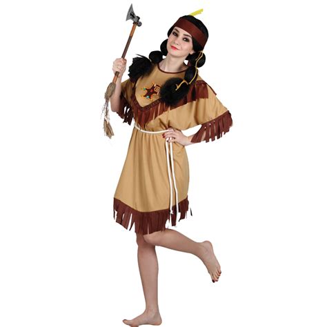 New Red Indian Fancy Dress Costume Squaw Sexy Native Womens Homme Wild