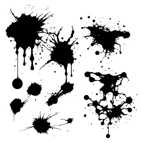 Premium Vector Abstract Black Ink Spot Set Ink Drop Effect Ink Splash