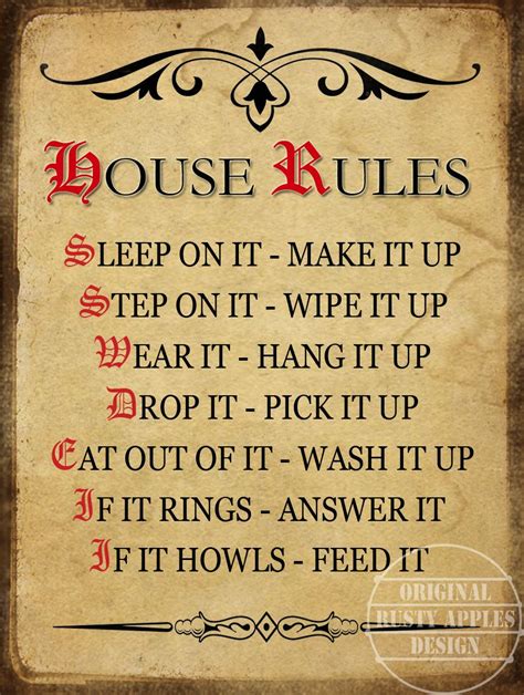 House Rules Funny Humour House Rules House Rules Metal Signs