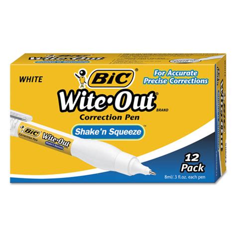 Bic Wite Out Shake N Squeeze Correction Pen 8 Ml White Bicwosqp11