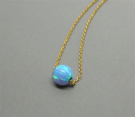 Opal Necklace Opal Jewelry Dainty Opal Bead Minimalist Etsy