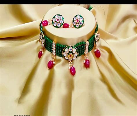 Indian Kundan Necklace Earrings Pakistani Pearls Choker Onyx Etsy