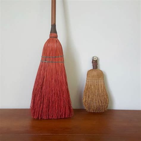 28 Red Straw Broom Vintage And Handmade Wire Wrapped Etsy Straw