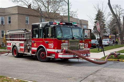 Chicago Il Fire Department Fire Apparatus Operating In The 11th