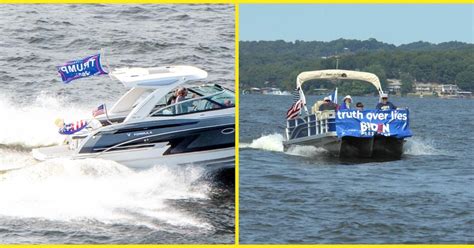 President Parades At Lake Of The Ozarks Trump And Biden Boaters Hoist