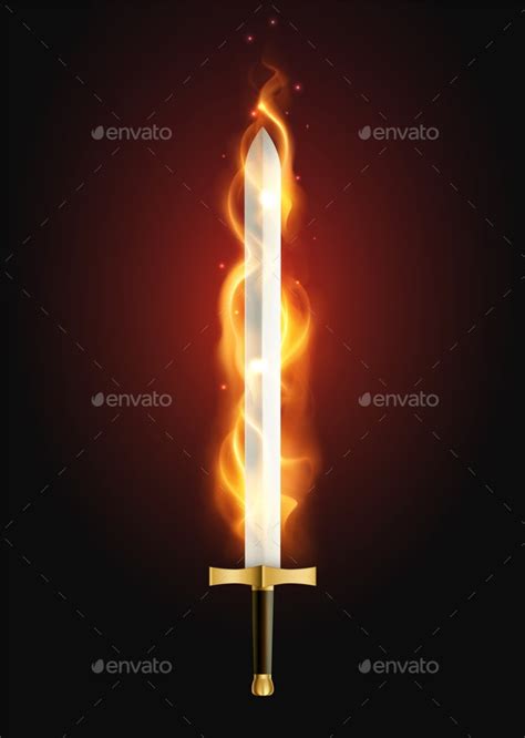 Flaming Sword Realistic Image By Macrovector Graphicriver