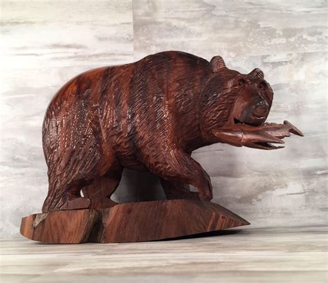 Large Ironwood Bear Carving Etsy Bear Carving Carving Ironwood