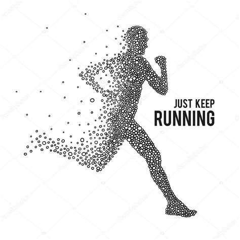 run set of running people isolated vector silhouettes group of men and women runners stock