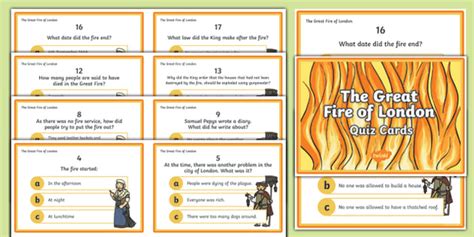 The Great Fire Of London Quiz Cards Teacher Made