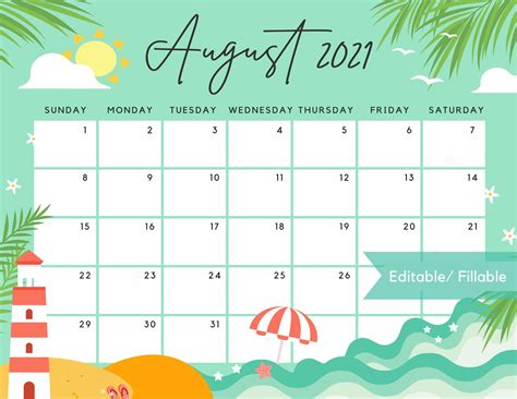August 2022 Calendar Image