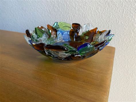 Mosaic Sea Glass Bowl Sea Glass Bowl Art Beach Glass Bowls Etsy