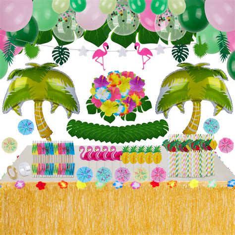 buy hoojo tropical luau party decorations 116 pcs hawaiian party decorations luau party