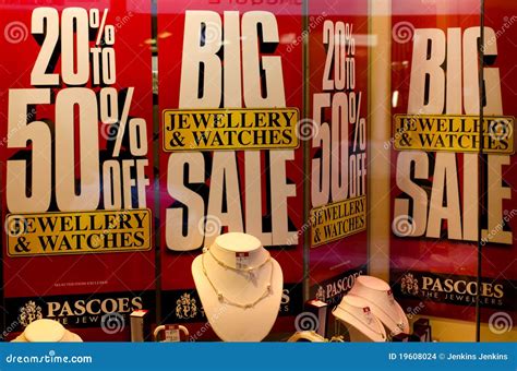 Sale Sign In A Jewellery Shop Window Editorial Stock Image Image Of