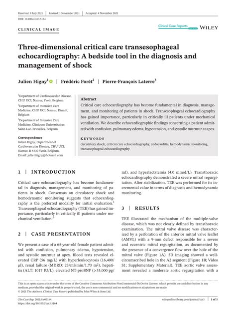 Pdf Threedimensional Critical Care Transesophageal Echocardiography