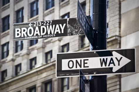 Broadway And One Way Direction Signs New York City Stock Image Image