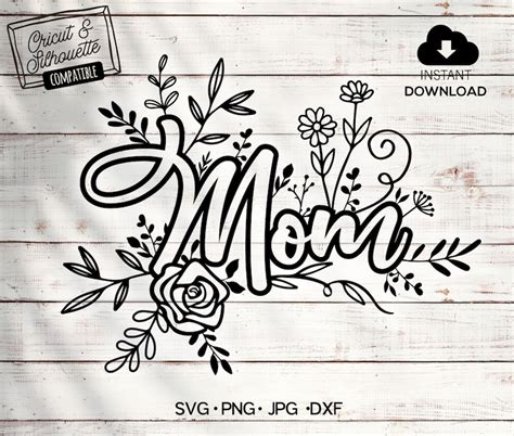 Mom Svg Mom Flower Svg Mothers Day Svg Split Monogram Etsy