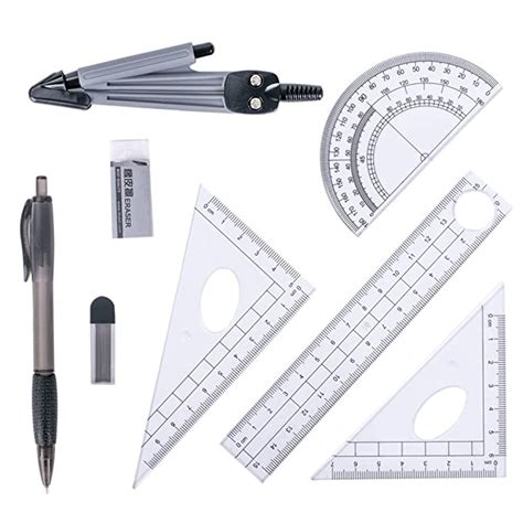 Geometry Set 8pcs Compass Set Practical Math Tools Set Kit