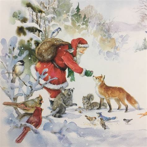 You'll find the perfect holiday card for everyone on your list — including your friends, family, and business associates ! Vintage Santa Feeding Fox Christmas Card Martha Edwards Art National Wildlife | eBay | Fox ...