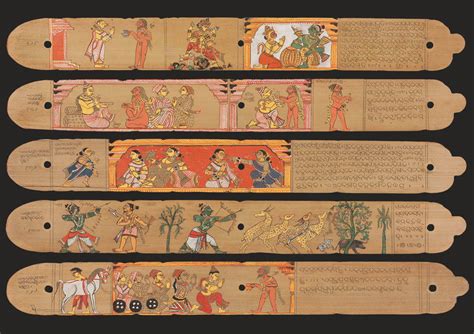 Illustrated Palm Leaf Manuscript Stanzas Of The Poet Upendra