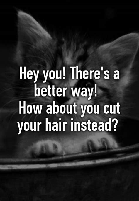 Hey You There S A Better Way How About You Cut Your Hair Instead