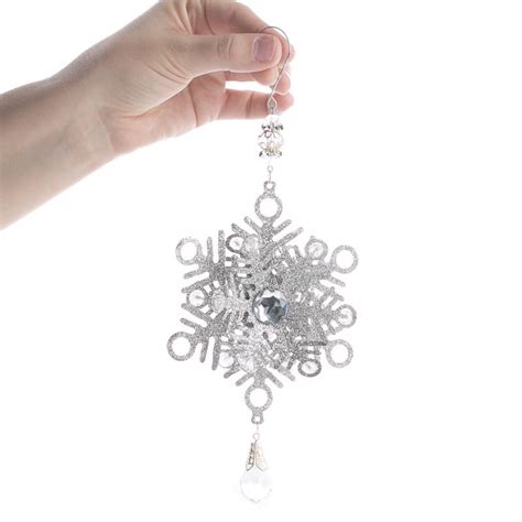 Silver Glitter Dimensional Snowflake Ornament Christmas Ornaments