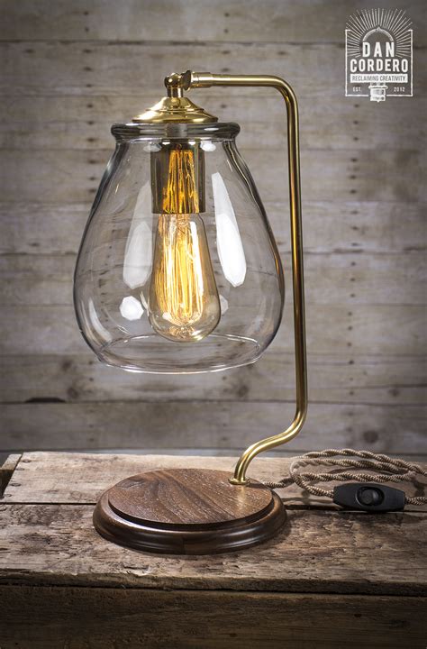 Glass Shade Edison Bulb Table Lamp - Brass | Cordero Handcrafted Lighting
