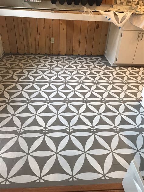 Painted And Stenciled Wood Floor
