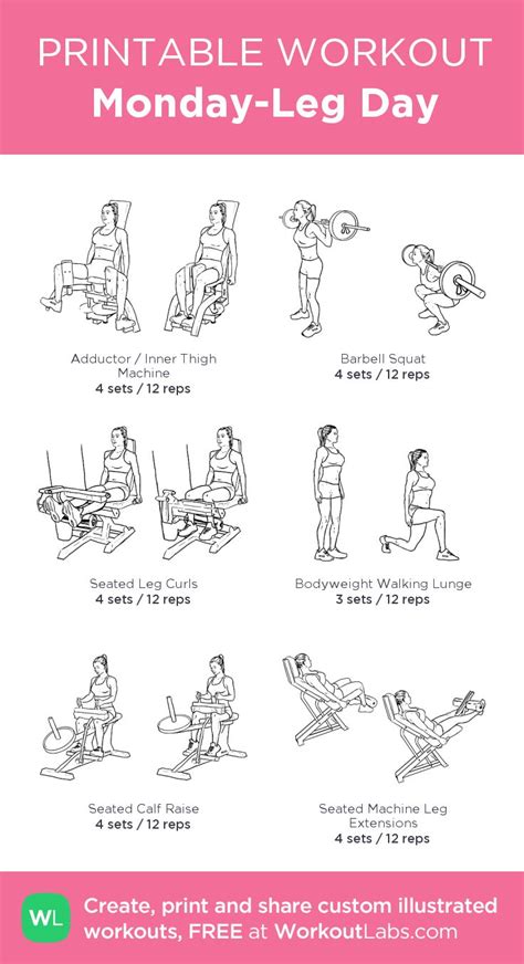 Printable Leg Workout Chart