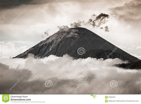 Ash Cloud Rising At Semeru Volcano Mountain East Java Indonesia