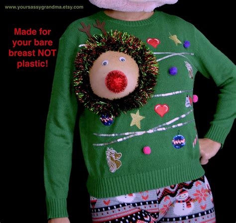 Sexy Ugly Christmas Sweater It Is Not A Plastic Boob Etsy