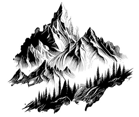 Premium Vector Mountains And Forest Hand Drawn Sketch Vector
