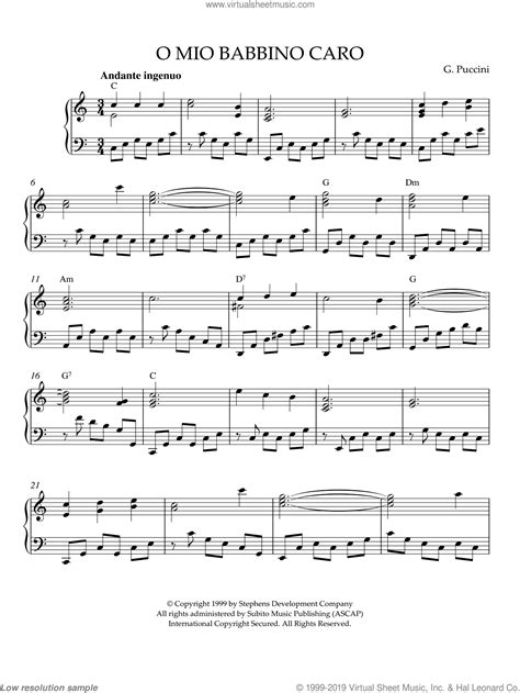 o mio babbino caro sheet music for piano solo pdf v2