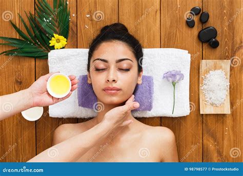 Woman Massagist Make Face Lifting Massage In Spa Wellness Center Stock Image Image Of Health