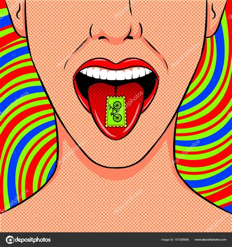 Sello con droga LSD en lengua pop vector de arte — Archivo Imágenes ...