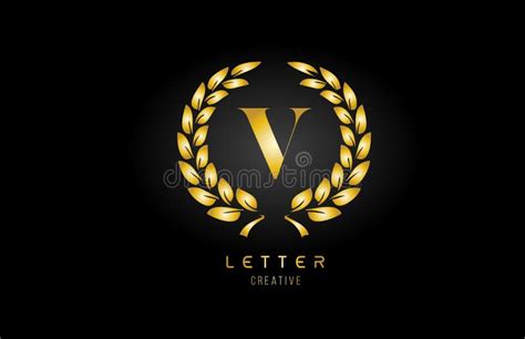 Gold Golden V Alphabet Letter Logo Icon With Floral Design For Business