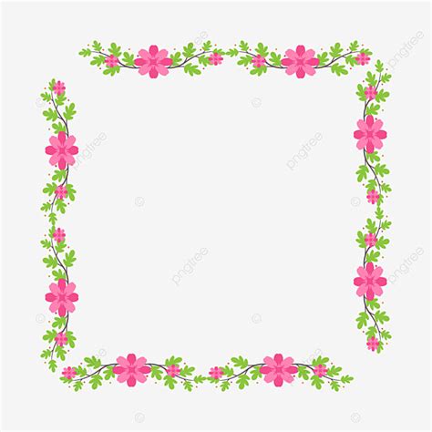 Square Wreath Vector Png Images Green Square Flower Wreath Flower
