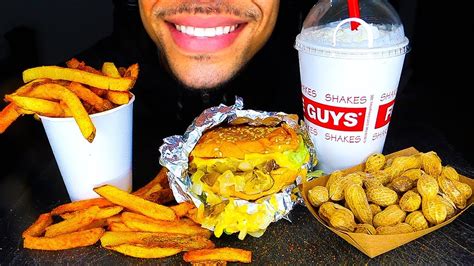 asmr five guys cheese burgers cajun fries eating show mukbang oreo milkshake jerry no talking