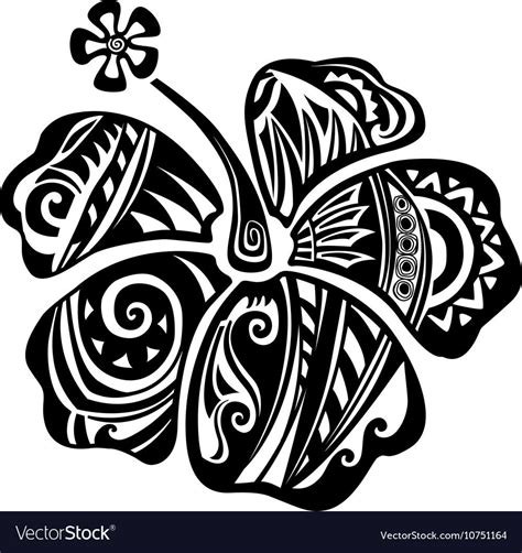 Hibiscus Black And White Royalty Free Vector Image Hawaiian Tribal