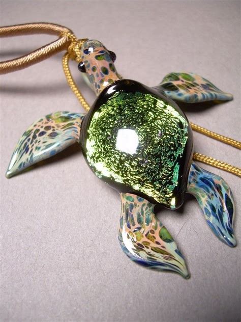 Blown Glass Hand Made Ocean Sea Turtle Pendant Necklace On Etsy