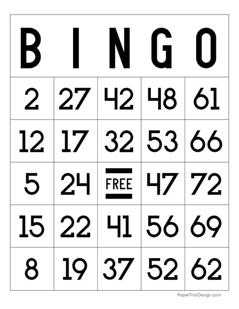 free printable bingo cards paper trail design