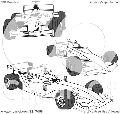 Clipart Of F1 Race Cars Royalty Free Vector Illustration