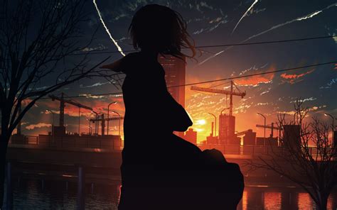 1680x1050 4k Lost In Sunset Hd Anime Girl 1680x1050 Resolution